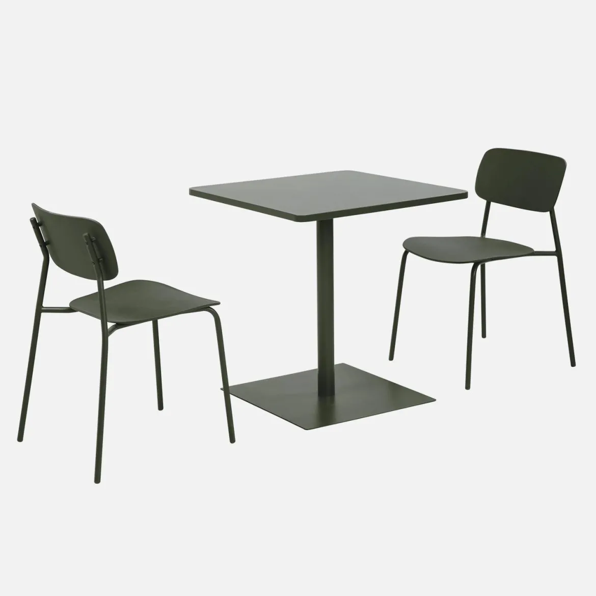 Set tavolo da giardino quadrato in acciaio con 2 sedie