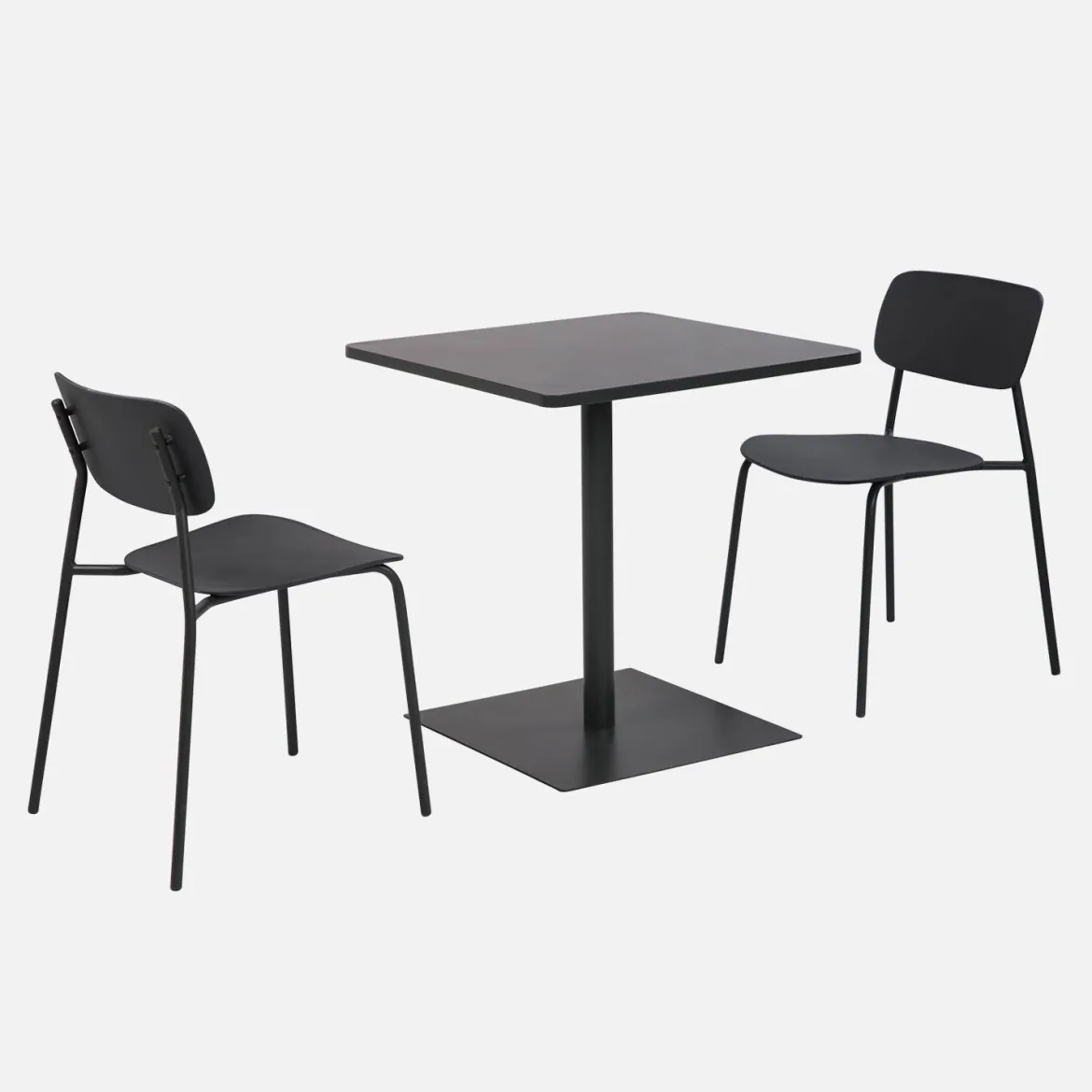 Set tavolo da giardino quadrato in acciaio con 2 sedie