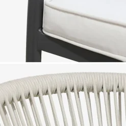 Set tavolo da giardino rotondo in alluminio e vetro con 6 sedie