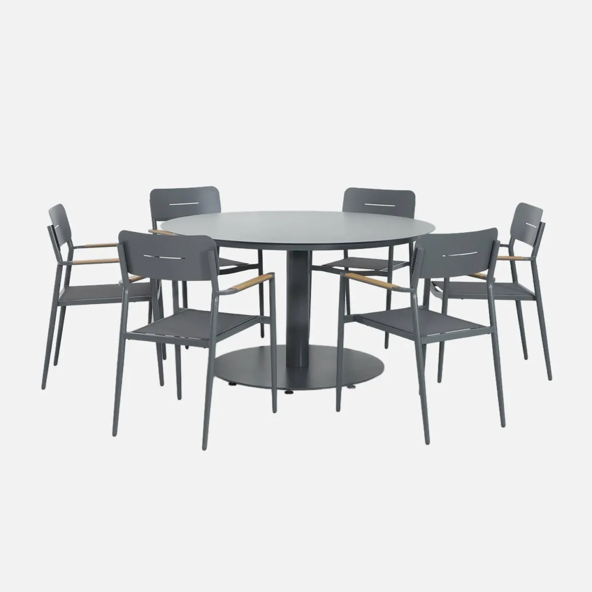 Set tavolo da giardino rotondo in alluminio con 6 sedie