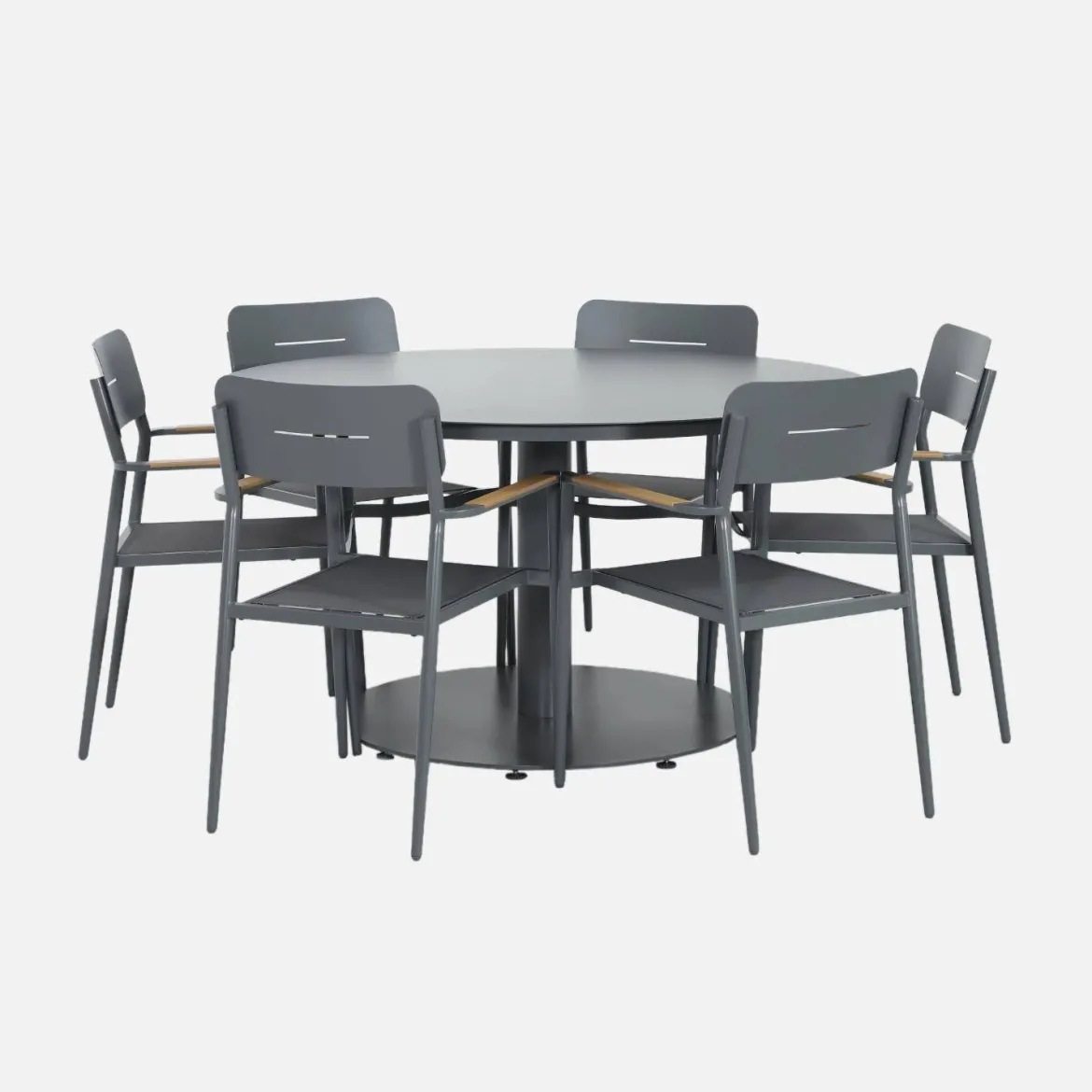 Set tavolo da giardino rotondo in alluminio con 6 sedie