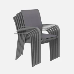 Set tavolo da giardino rotondo in altuminio con 6 sedie