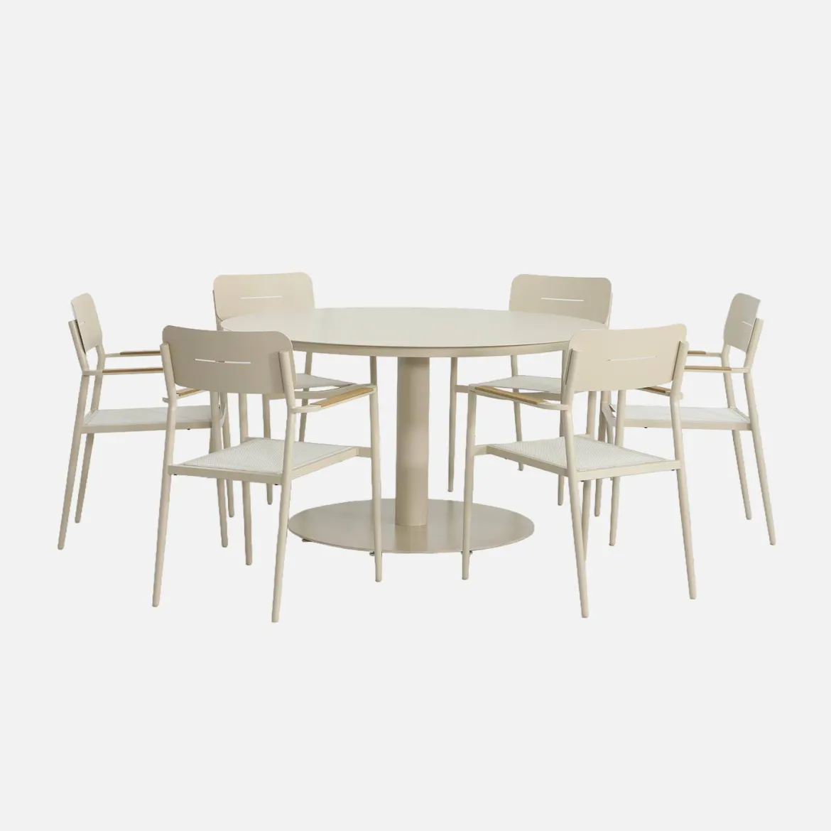 Set tavolo da giardino rotondo in alluminio con 6 sedie
