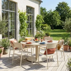 Set tavolo da giardino rotondo in alluminio con 6 sedie