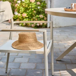 Set tavolo da giardino rotondo in alluminio e vetro con 6 sedie