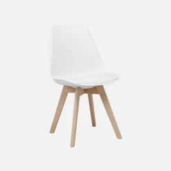 Set tavolo e 4 sedie da pranzo scandinavo con gambe in legno, 120x80cm