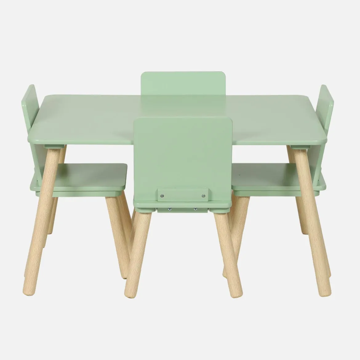 Set tavolo rettangolare per bambini in legno di pino con 4 sedie