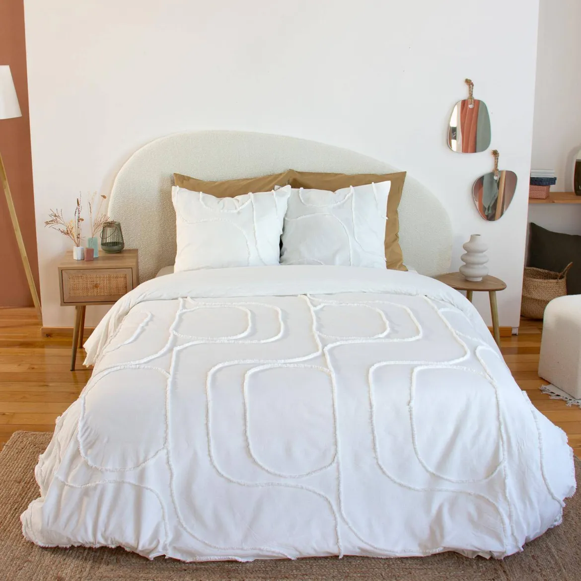 Set biancheria da letto di cotone bianco, 2 posti
