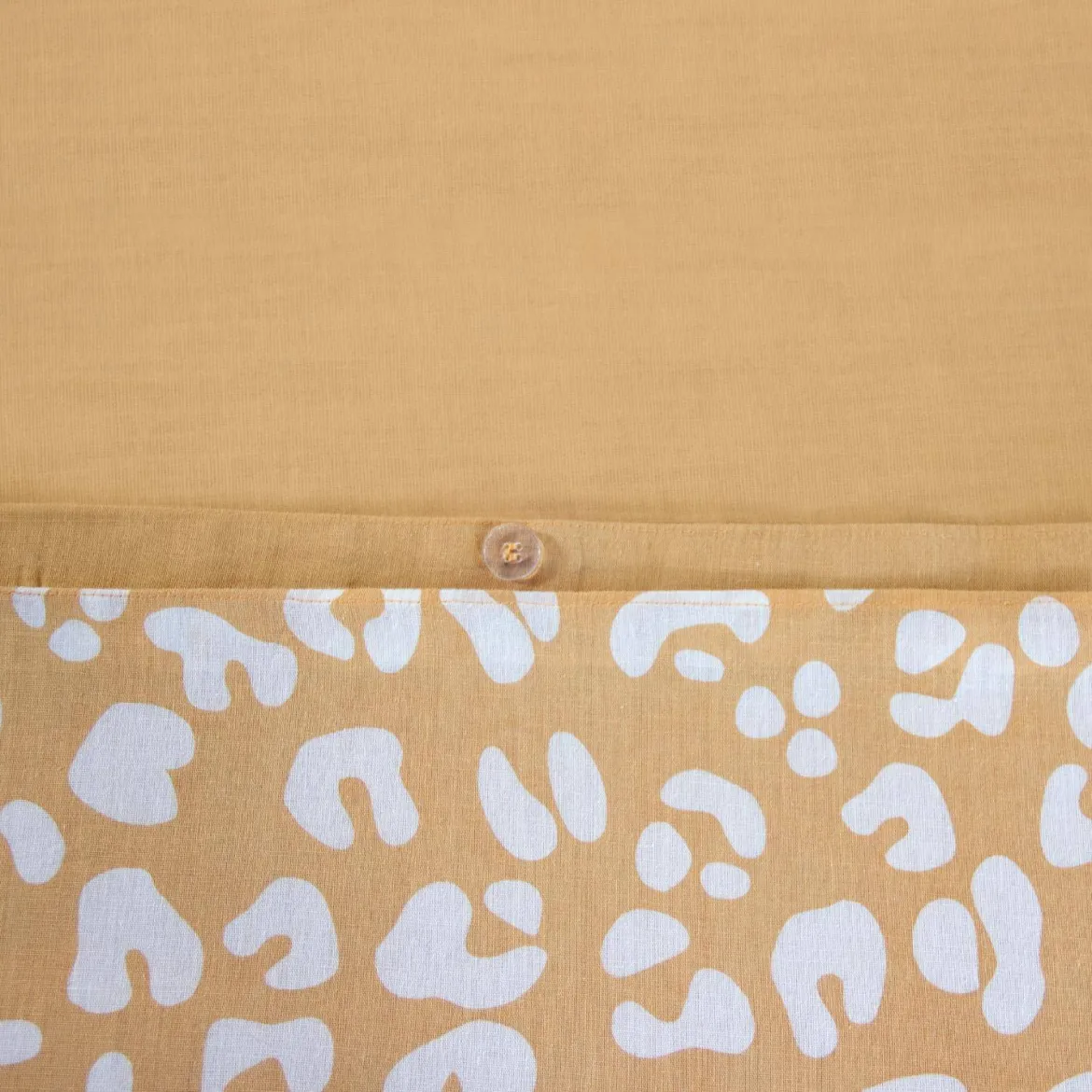 Set biancheria da letto in cotone reversibile con stampa leopardata gialla, 2 posti