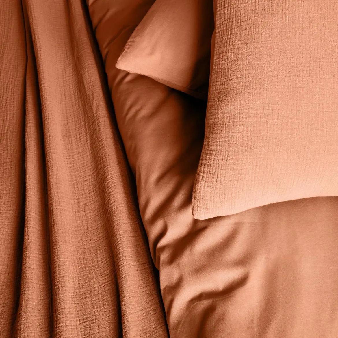 Set biancheria da letto in cotone terracotta