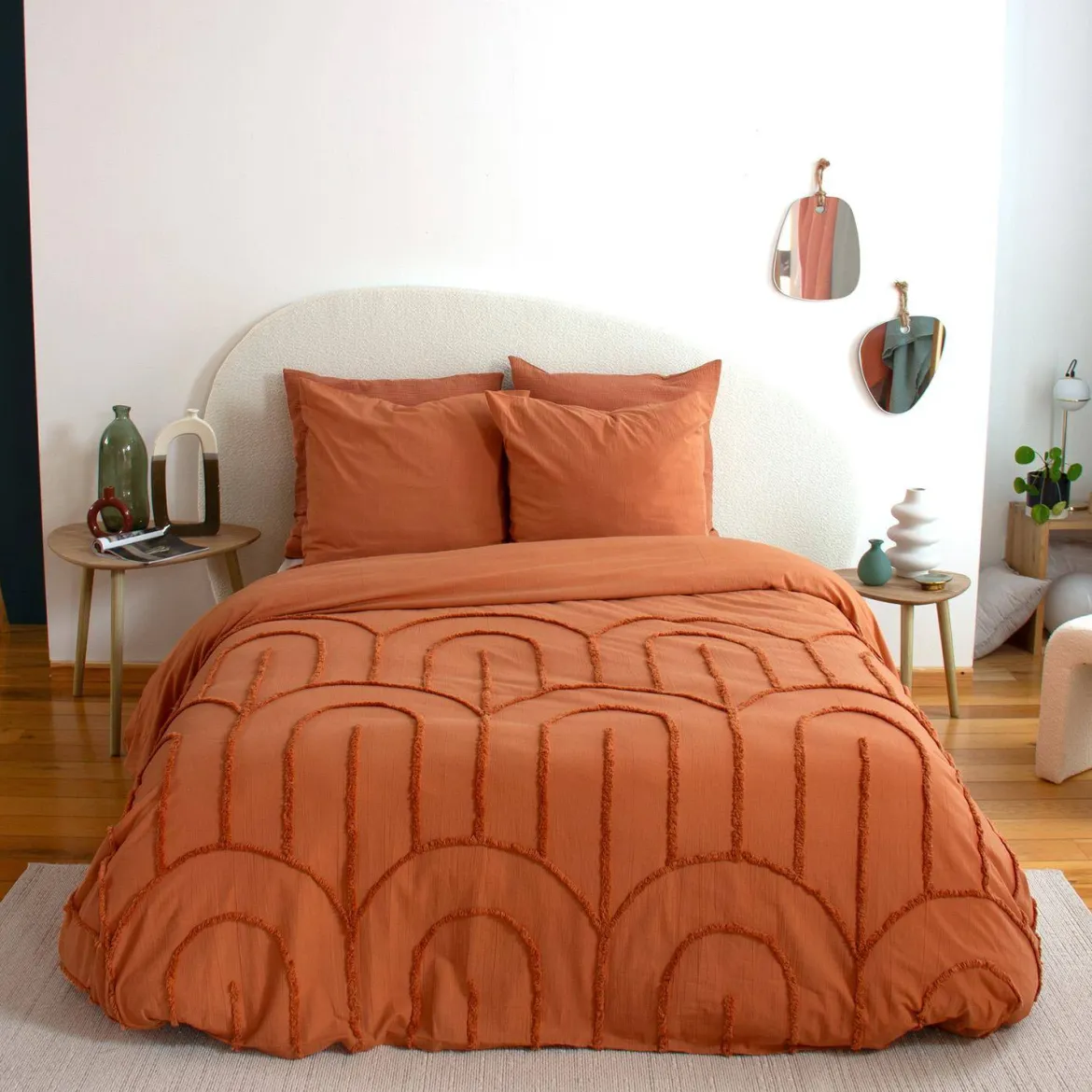 Set biancheria da letto in cotone terracotta, 2 posti
