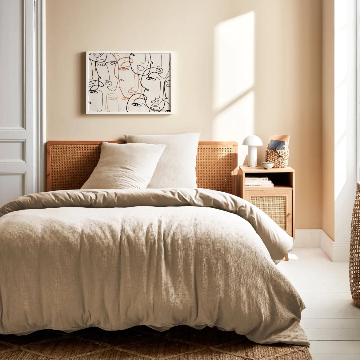 Set biancheria da letto in cotone beige