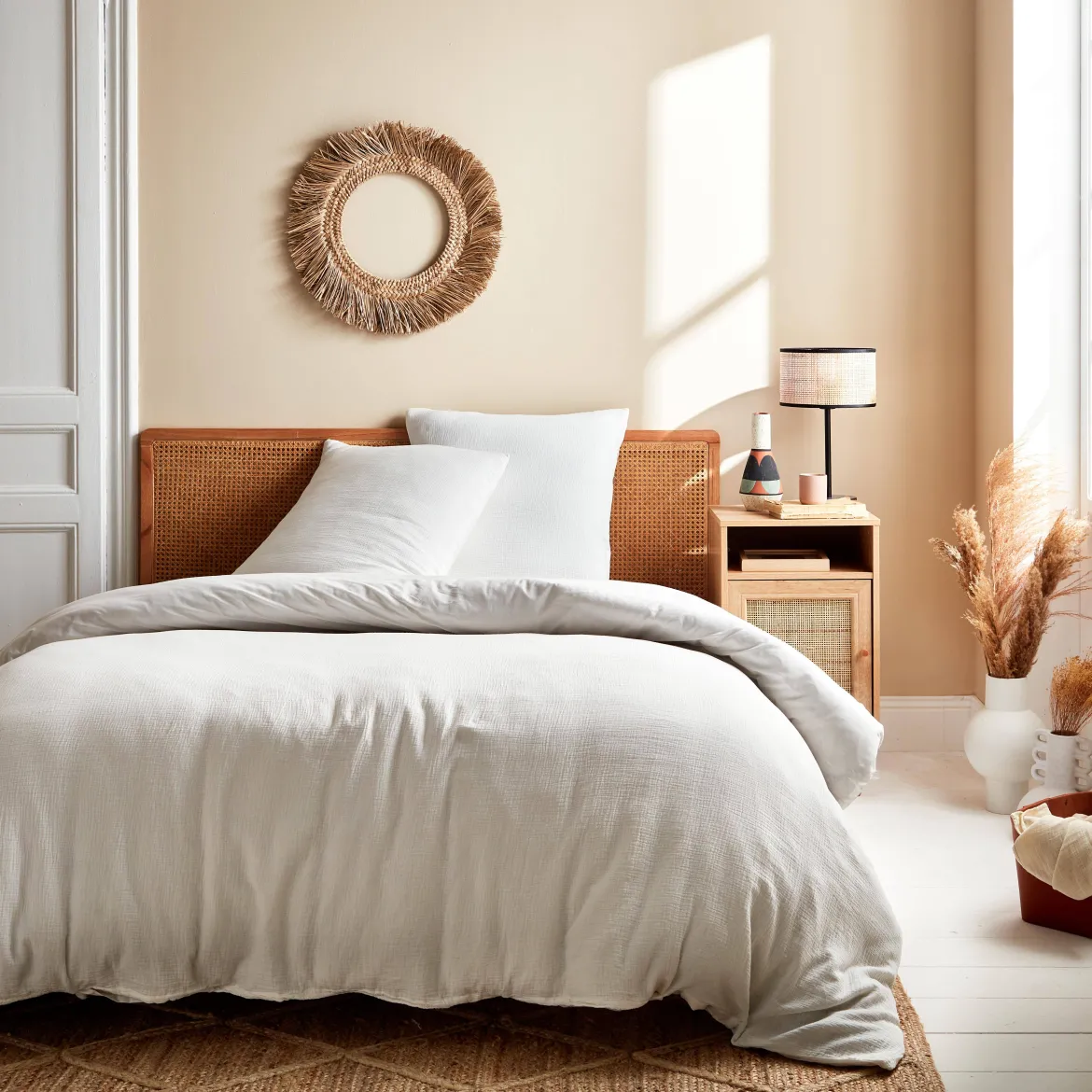 Set biancheria da letto in cotone bianco