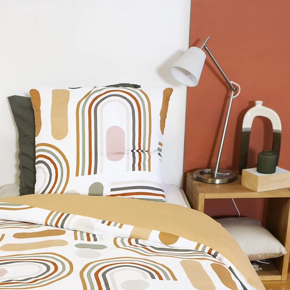 Set biancheria da letto reversibile arancione