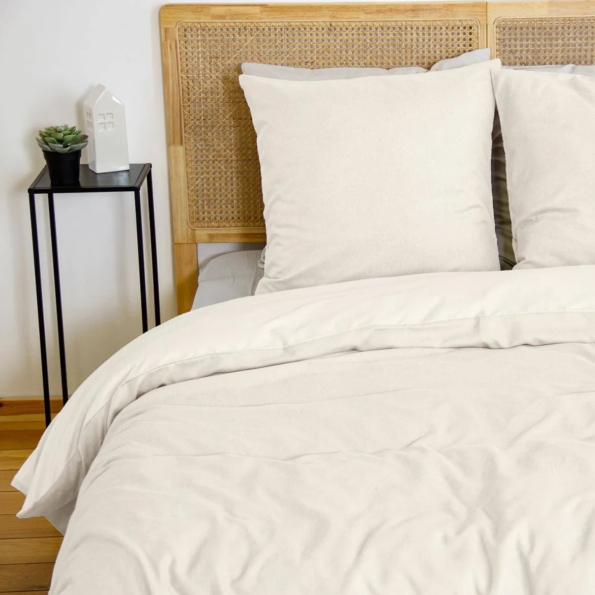 Set biancheria da letto reversibile crema, 2 posti