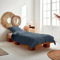 Set biancheria letto in mussola di cotone blu scuro