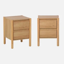 Set 2 comodini decoro legno 2 cassetti
