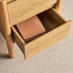 Set 2 comodini decoro legno 2 cassetti