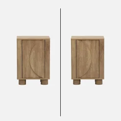 Set 2 comodini effetto legno di mango 1 anta reversibile
