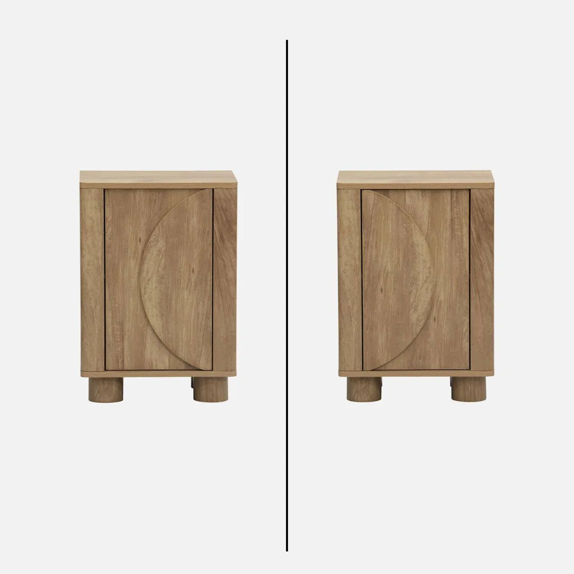 Set 2 comodini effetto legno di mango 1 anta reversibile