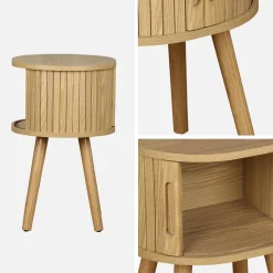 Set 2 comodini scandinavi decorazione legno 2 ante scorrevoli