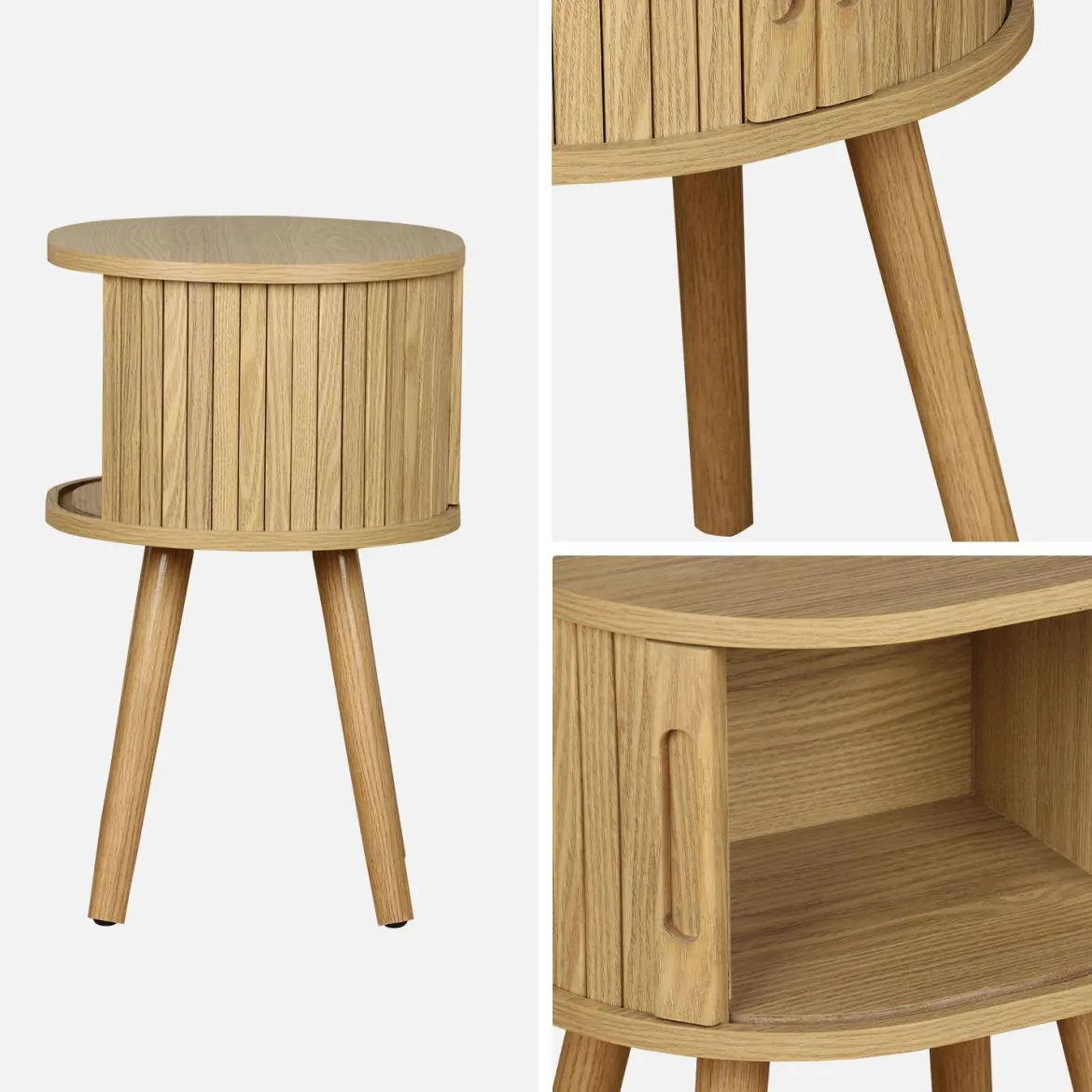 Set 2 comodini scandinavi decorazione legno 2 ante scorrevoli