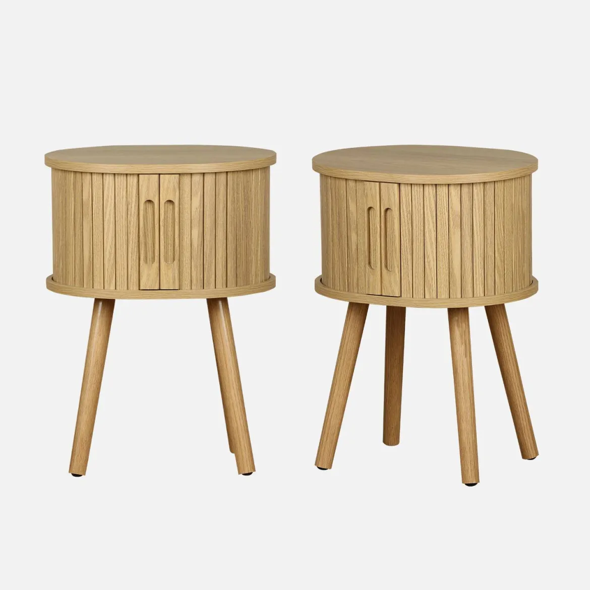 Set 2 comodini scandinavi decorazione legno 2 ante scorrevoli