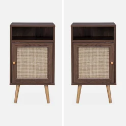 Set 2 comodini scandinavi in intrecciatura cannage