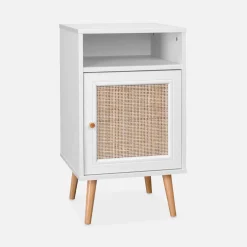 Set 2 comodini scandinavi in intrecciatura cannage
