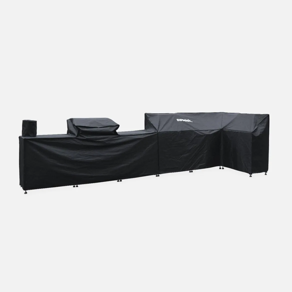 Set di 7 moduli da cucina con barbecue + copertura