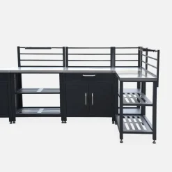 Set di 7 moduli da cucina con barbecue + copertura