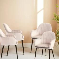 Set di 4 poltrone in velluto con gambe in metallo