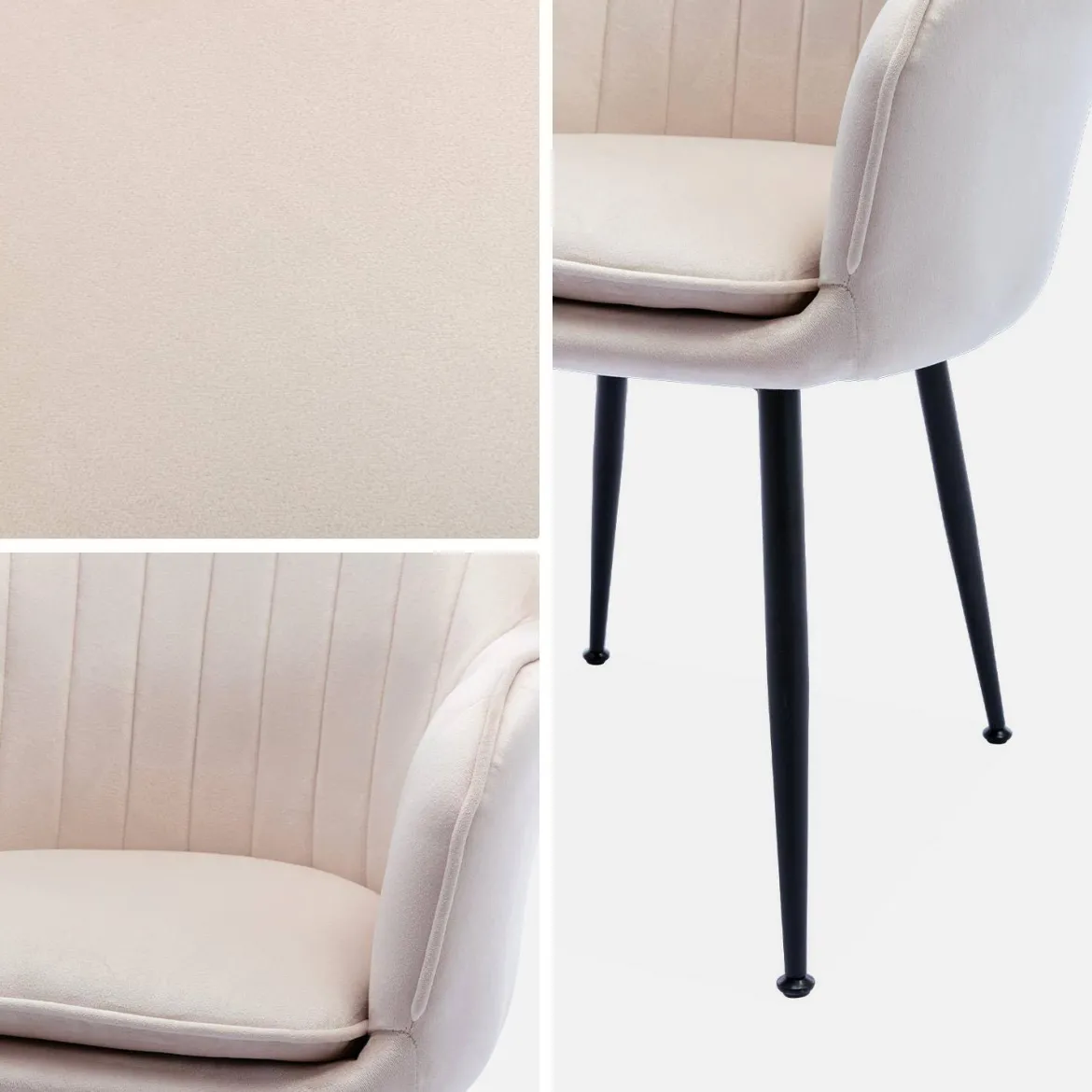 Set di 4 poltrone in velluto con gambe in metallo