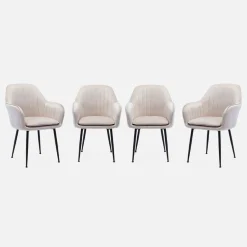 Set di 4 poltrone in velluto con gambe in metallo