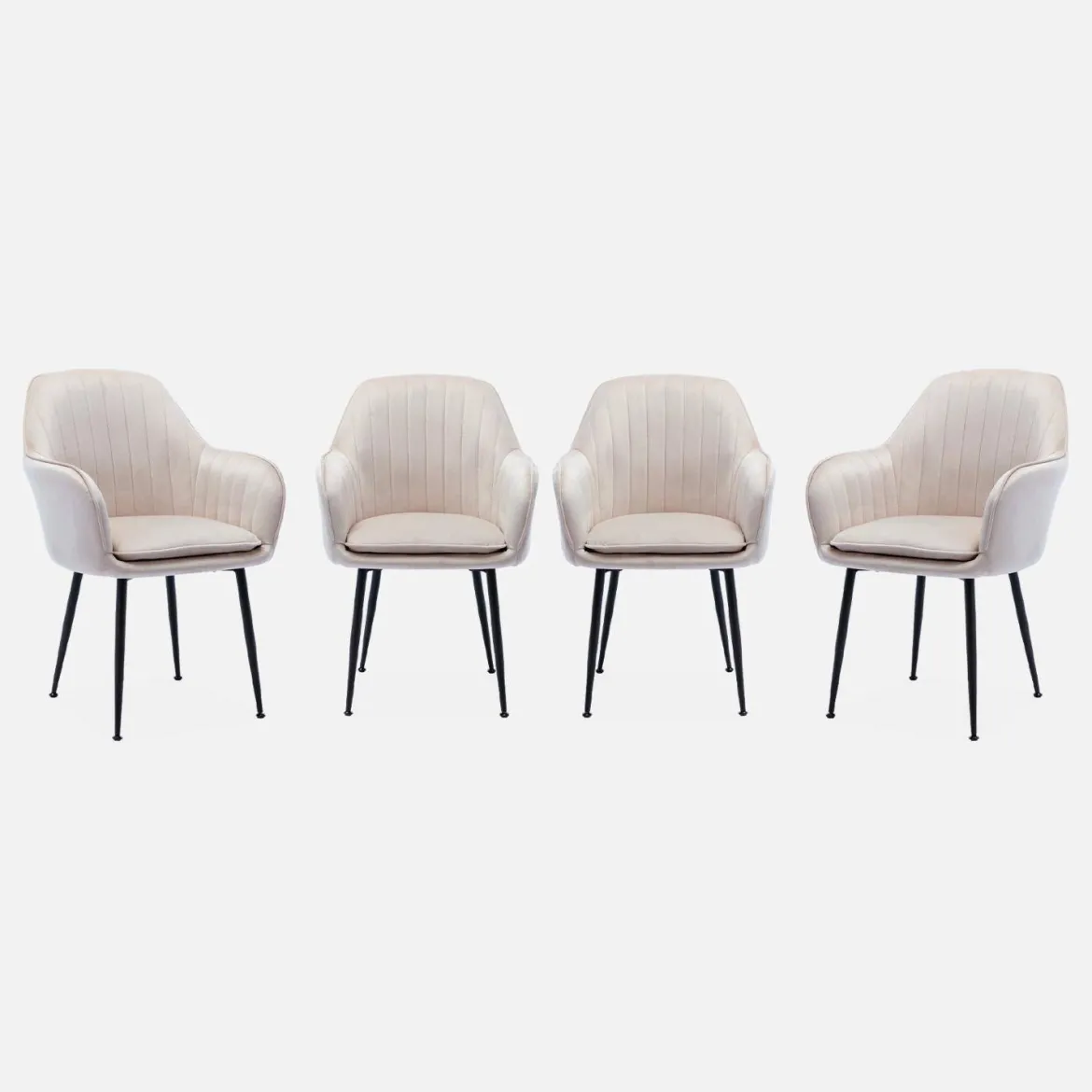 Set di 4 poltrone in velluto con gambe in metallo