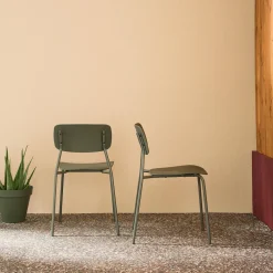 Set di 2 sedie da giardino impilabili in acciaio e plastica