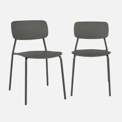 Set di 2 sedie da giardino impilabili in acciaio e plastica