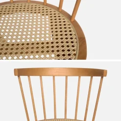 Set di 4 sedie in legno e paglia