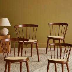 Set di 4 sedie in legno e paglia