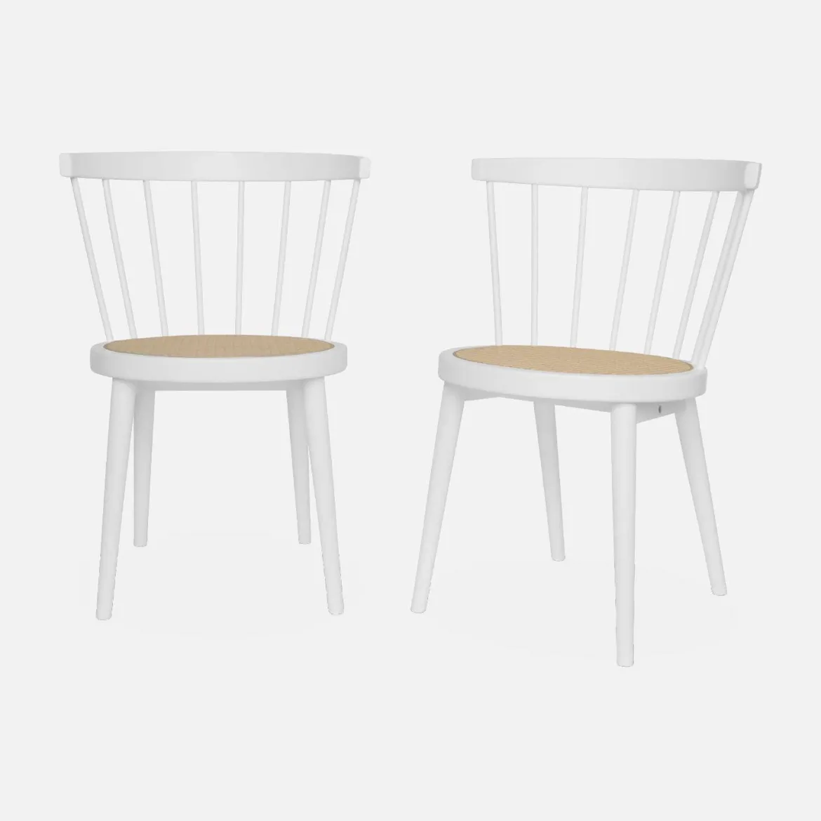 Set di 2 sedie in legno e rattan intrecciato, stile vimini
