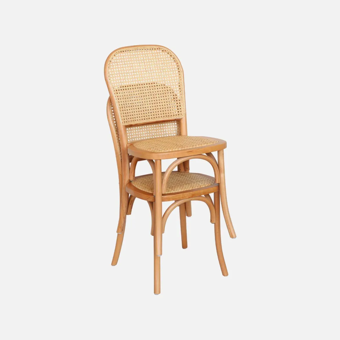 Set di 4 sedie in legno e rattan vintage