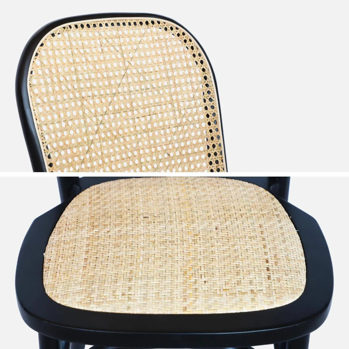 Set di 4 sedie in legno e rattan vintage