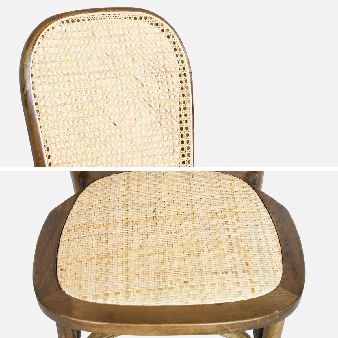 Set di 4 sedie in legno e rattan vintage