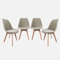 Set di 4 sedie scandinave in legno di faggio e velluto a coste