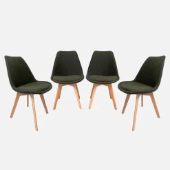 Set di 4 sedie scandinave in legno di faggio e velluto a coste