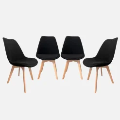 Set di 4 sedie scandinave in legno di faggio e velluto a coste