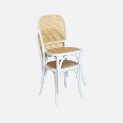Set di 2 sedie vintage in legno e rattan