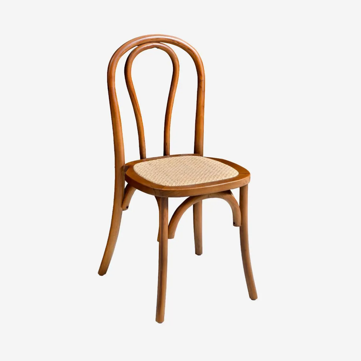 Set di 4 sedie vintage in legno e rattan
