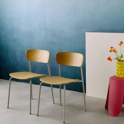 Set di 2 sedie vintage in metallo e compensato