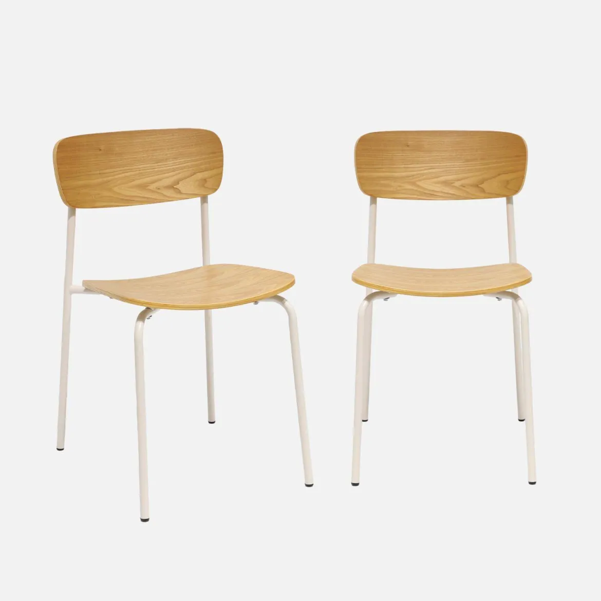 Set di 2 sedie vintage in metallo e compensato